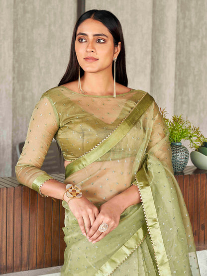 Tikhi Imli Sequinned Organza Saree