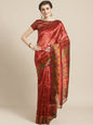 Saree Mall Rust Red & Mustard Yellow Printed Saree