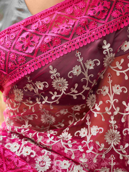 Tikhi Imli Embellished Beads and Stones Net Heavy Work Saree