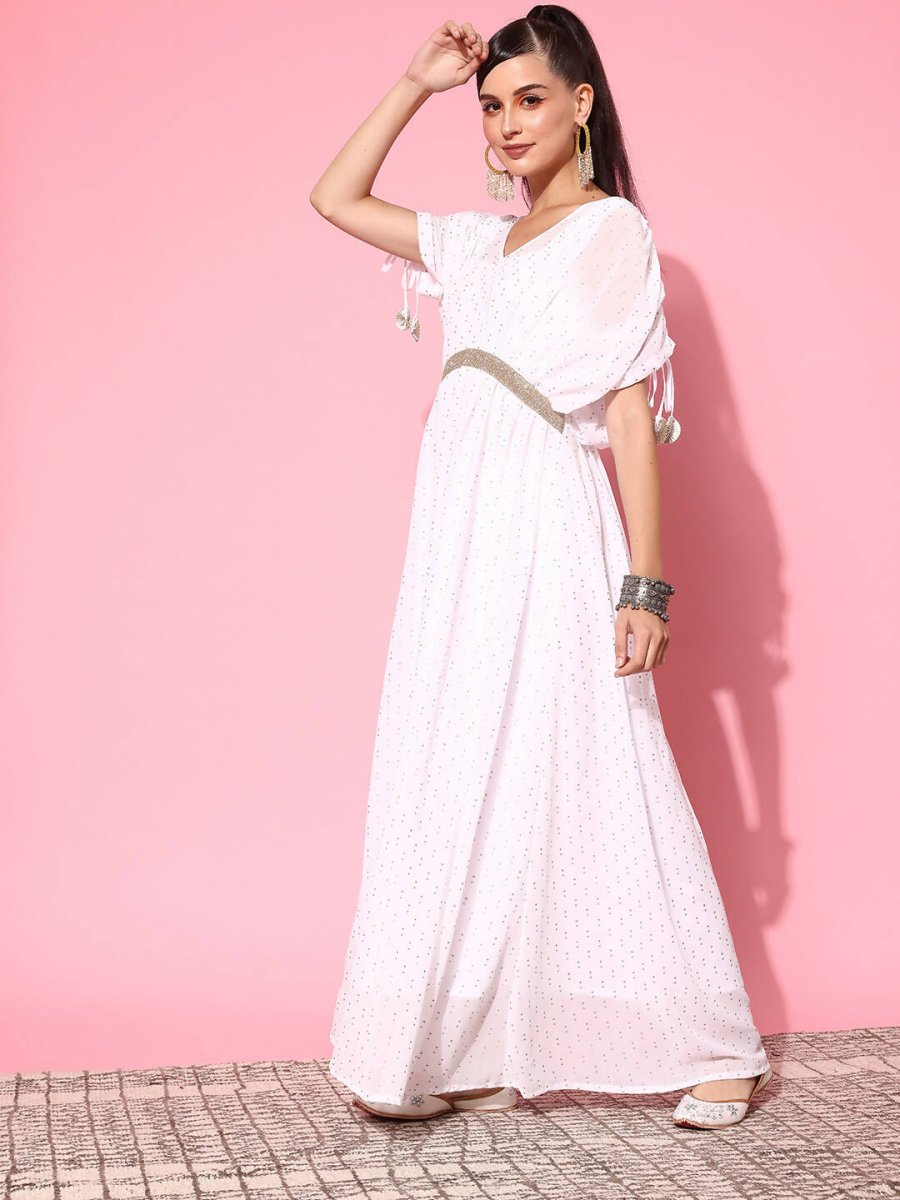 Ahalyaa Women's Traditional wear Ethnic Dress - White