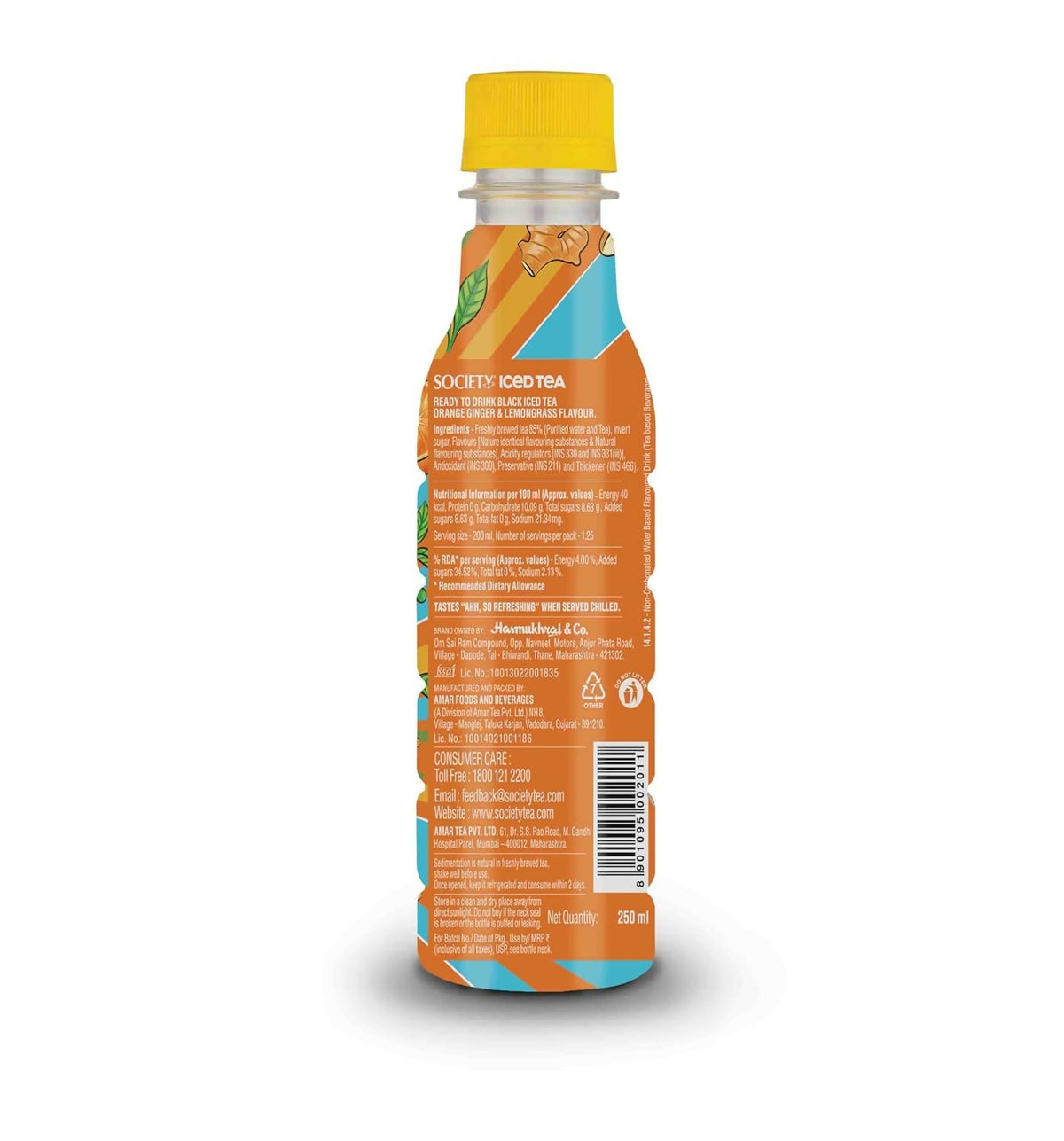 Society Iced Tea Bottle Orange Ginger Lemongrass Flavour