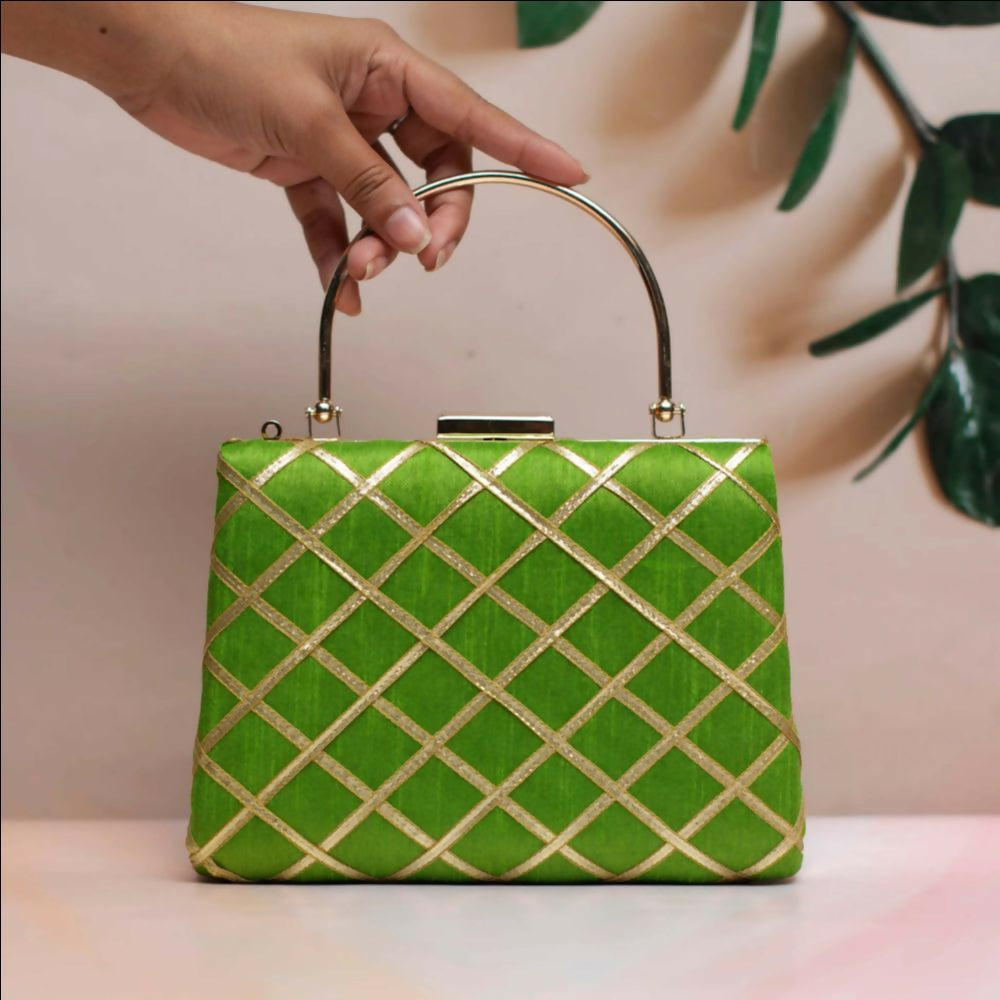 Joban Fashion Gota Patti Fabric Clutch - Green