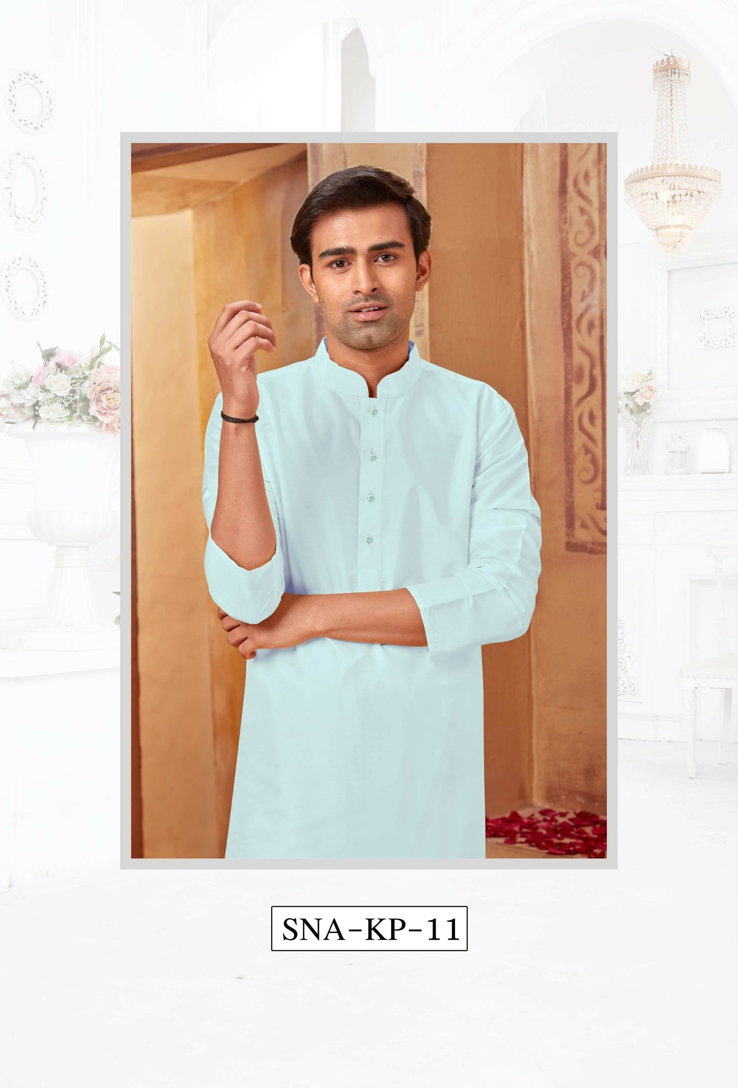 Joban Fashion Light Blue Art Silk Kurta Pyjama