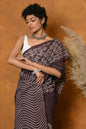 Very Much Indian Handblock Printed Cotton Saree With Natural Dyes - Brown