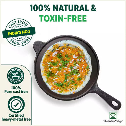 The Indus Valley Super Smooth Cast Iron Set: Kadai+ Tawa+ Frypan, Kitchen set for Home, Nonstick, 100% Pure, Toxin-free, Tadka Pan