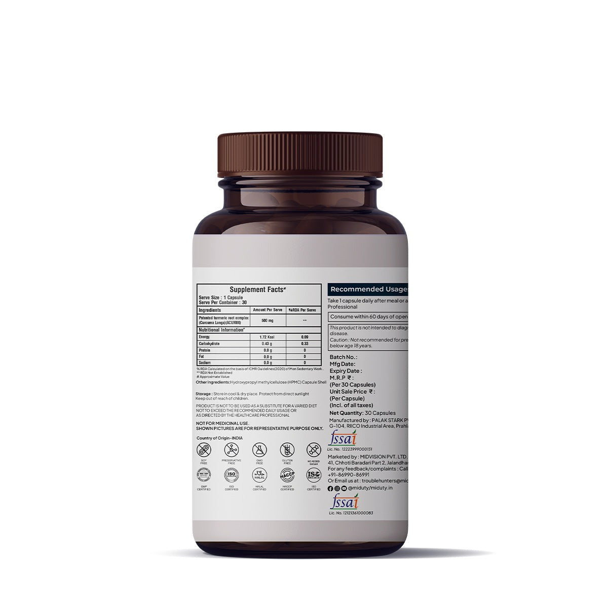 Miduty by Palak Notes Complete Turmeric Matrix Capsules