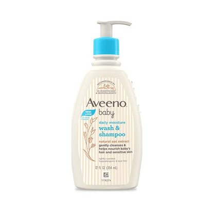 Aveeno Baby Daily Moisture Wash & Shampoo - Natural Oat Gentle Cleanser For Hair, Sensitive Body Skin