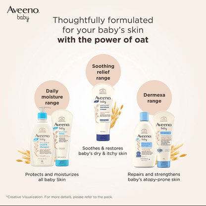 Aveeno Baby Daily Moisture Wash & Shampoo - Natural Oat Gentle Cleanser For Hair, Sensitive Body Skin