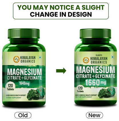 Himalayan Organics Magnesium Citrate+Glycinate Tablets (1660mg)