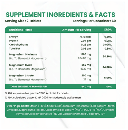 Himalayan Organics Magnesium Citrate+Glycinate Tablets (1660mg)