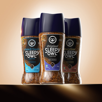 Sleepy Owl Premium Instant Coffee Original, French Vanilla, Hazelnut Combo