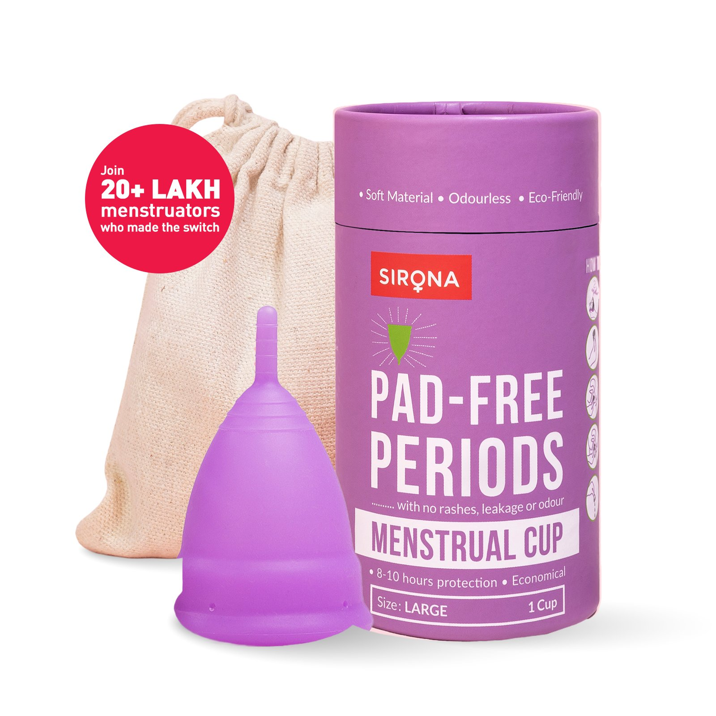 Sirona Reusable Menstrual Cup with Pouch