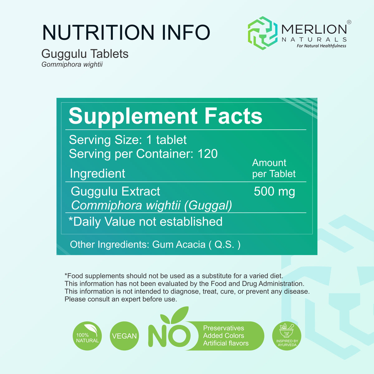 Merlion Naturals Guggulu 500mg Tablets