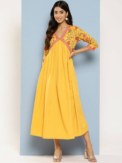 Ahalyaa Women's Traditional wear Ethnic Dress - Mustard