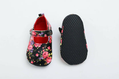 Tiny Bugs Girls Flowral Print Infants Booties - Black