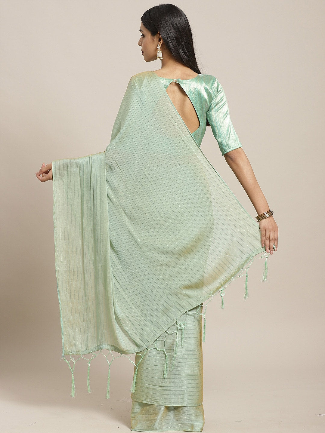 Saree Mall Women Olive Solid Saree