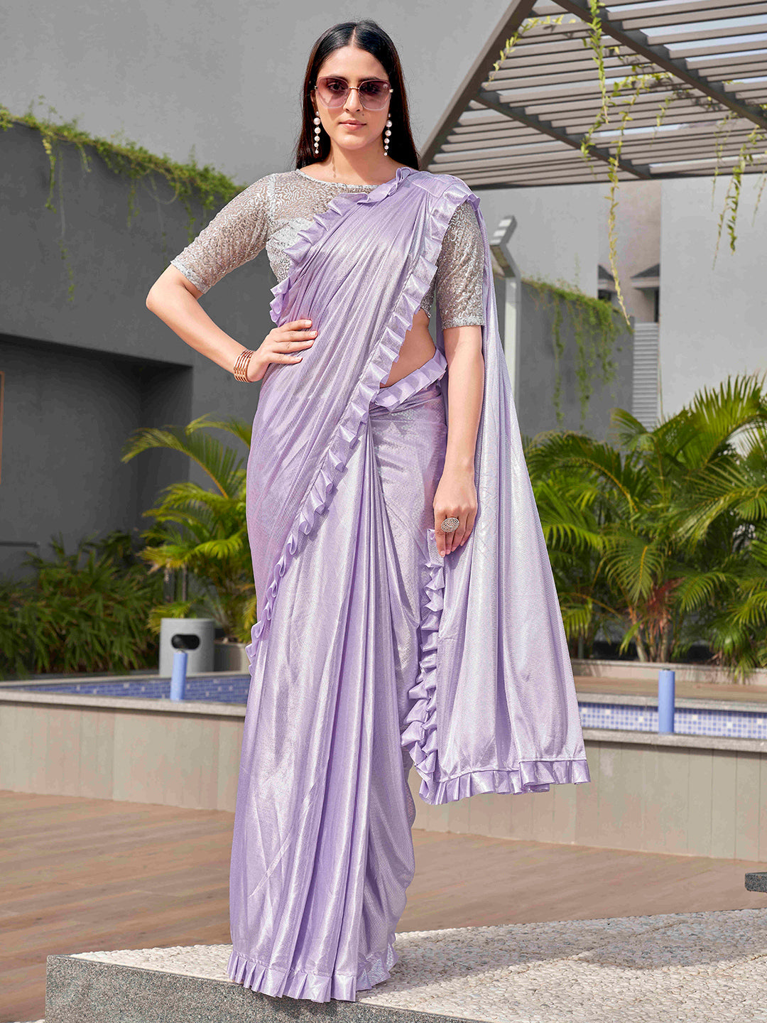 Tikhi Imli Lavender Embellished Saree