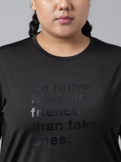 MKH Typography Printed Plus Size Drop Shoulder Sleeves Relaxed Fit Dri-FIT Sports T-shirt