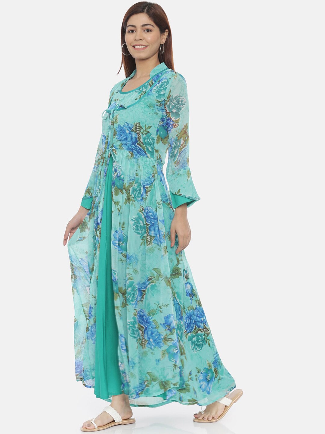 Souchii Blue Printed Maxi Dress