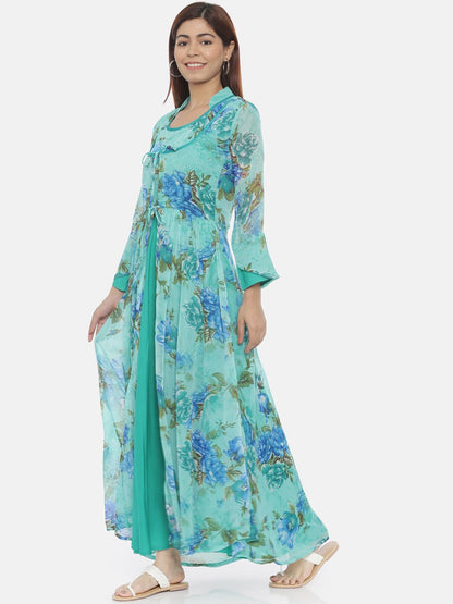Souchii Blue Printed Maxi Dress