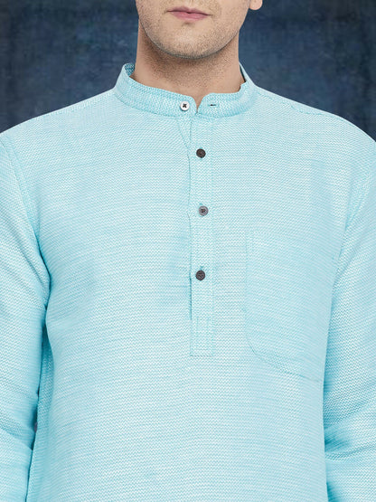 Even Apparels Men's Pure Cotton Turquoise Kurta
