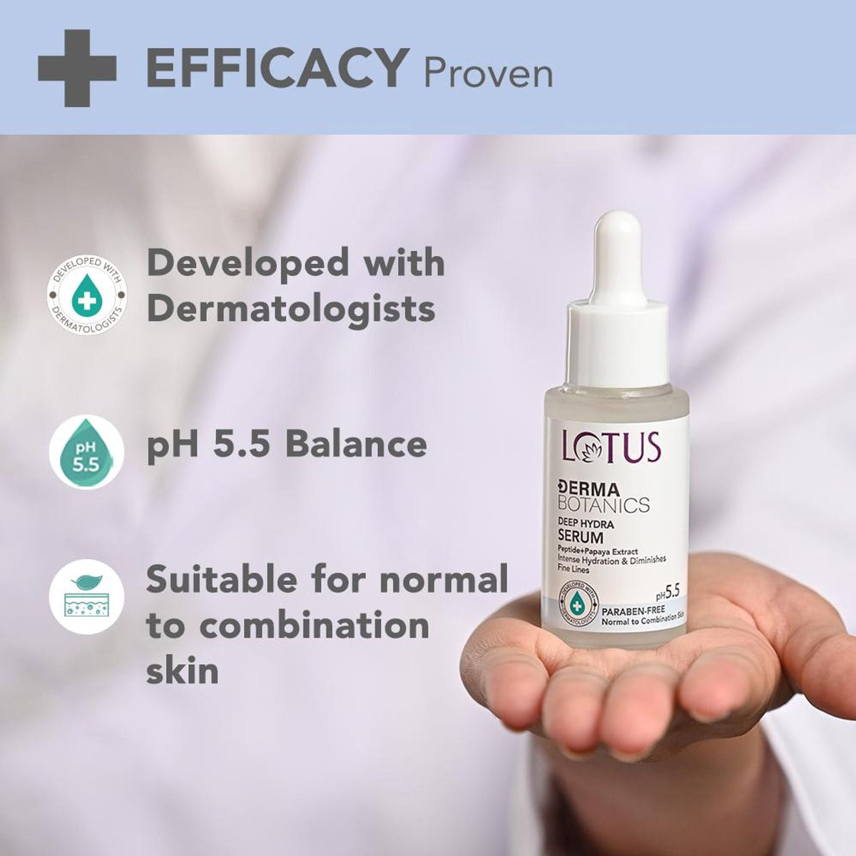 Lotus DermaBotanics Peptide + Papaya Extract Deep Hydra Serum,pH5.5,Normal To Combination Skin