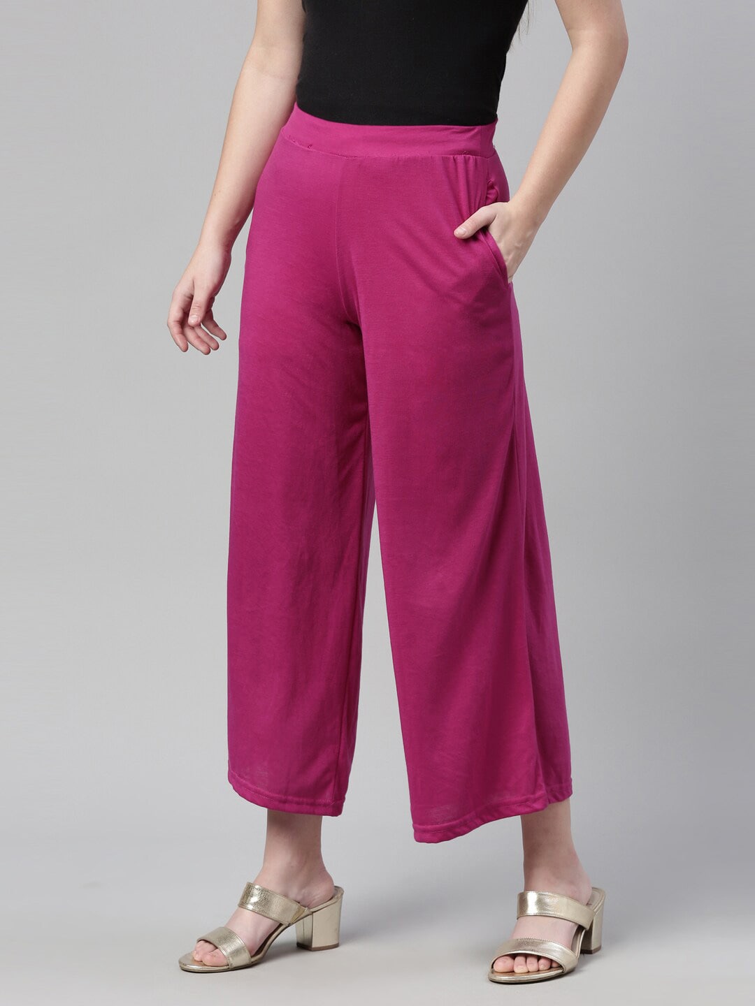 Souchii Purple Knitted Ethnic Palazzos