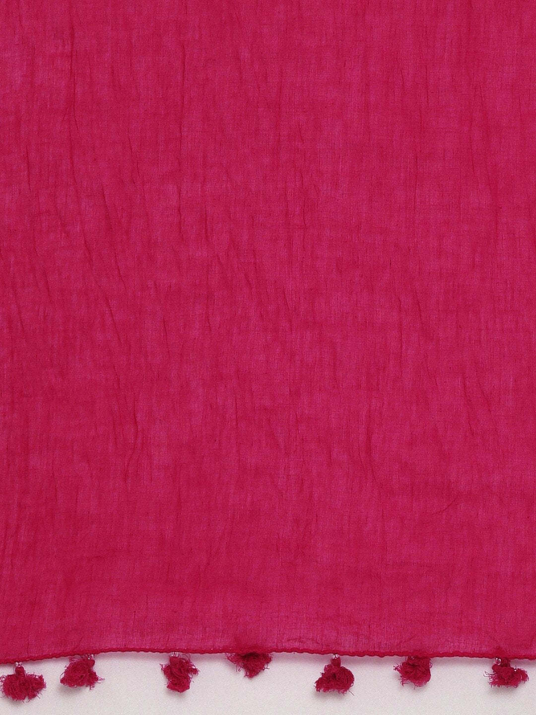 Souchii Pink Solid Tasselled Cotton Dupatta