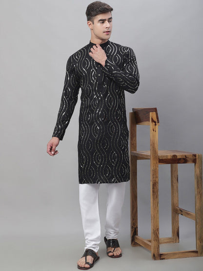 Sojanya Sequined Mandarin Collar Pure Cotton Kurta