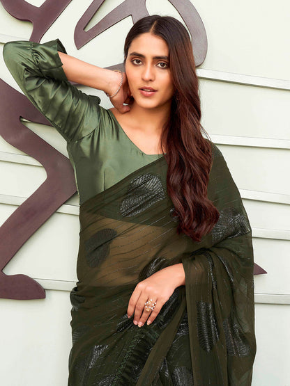 Tikhi Imli Green Floral Embellished Saree