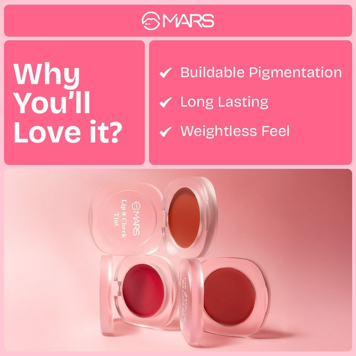 MARS Cosmetics Lip & Cheek Tint for Bold Pop Color - 06-Dark Fuschia