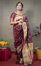 Jyoti Fashion Women's Brown Paithani Silk Zari Woven Saree with Blouse