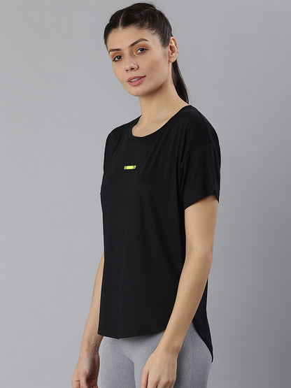 MKH Women Black Dri-FIT Sports T-shirt
