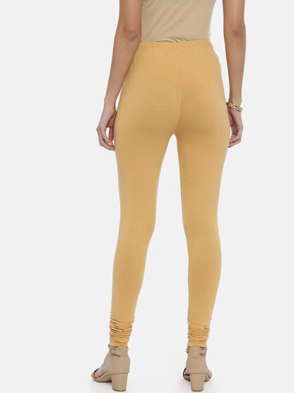 Souchii Beige Solid Slim-Fit Churidar-Length Leggings