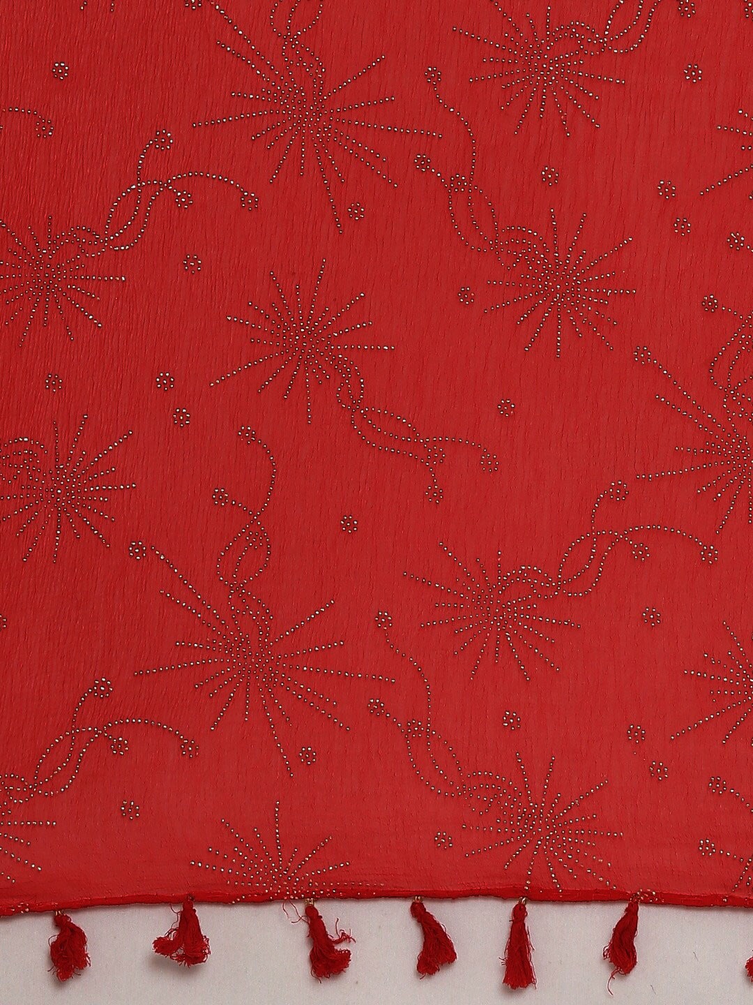 Souchii Red & Gold Printed Dupatta with Tassels