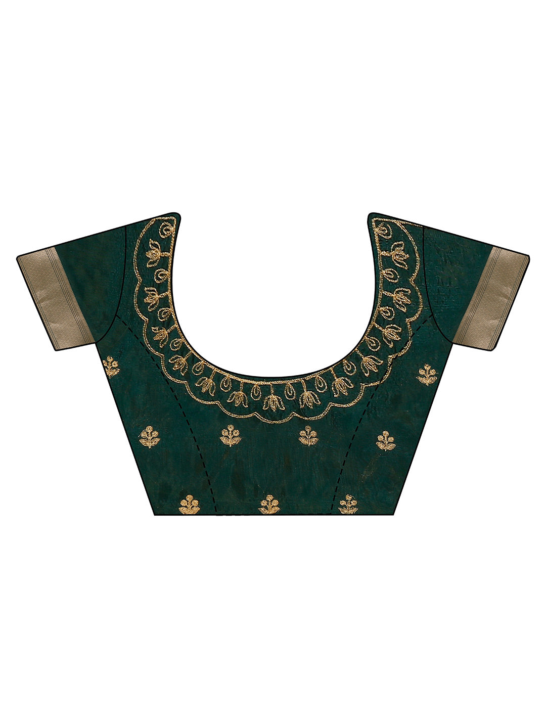 Tikhi Imli Olive Floral Embroidered Zari Organza Saree
