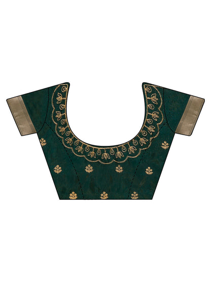 Tikhi Imli Olive Floral Embroidered Zari Organza Saree