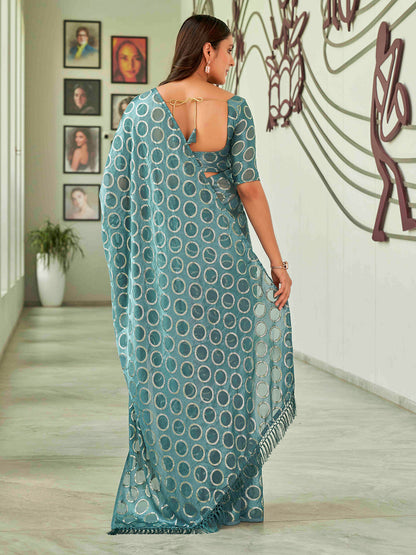 Tikhi Imli Geometric Woven Design Saree