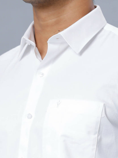 Ramraj Cotton Mens Half Sleeve Formal Poly Cotton White Shirt