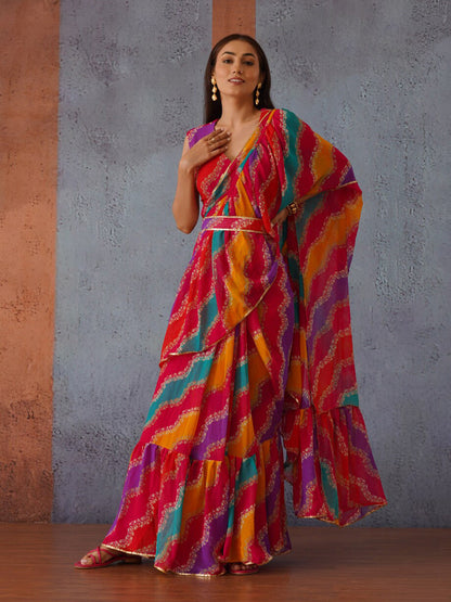 Tikhi Imli Leheriya Gotta Patti Saree