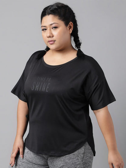MKH Plus Size Typography Printed Dri-FIT Sports T-Shirt