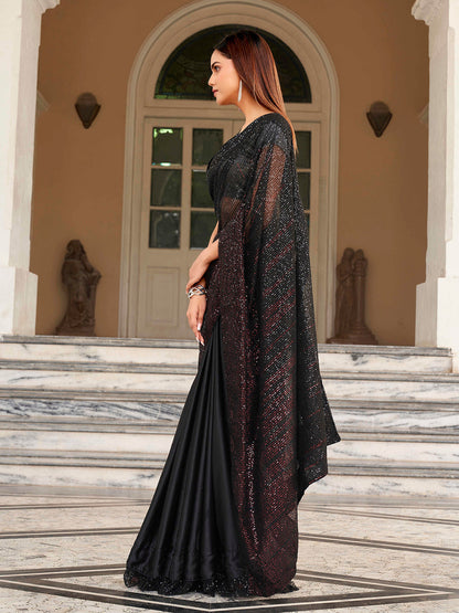 Tikhi Imli Sequinned Satin Heavy Work Saree