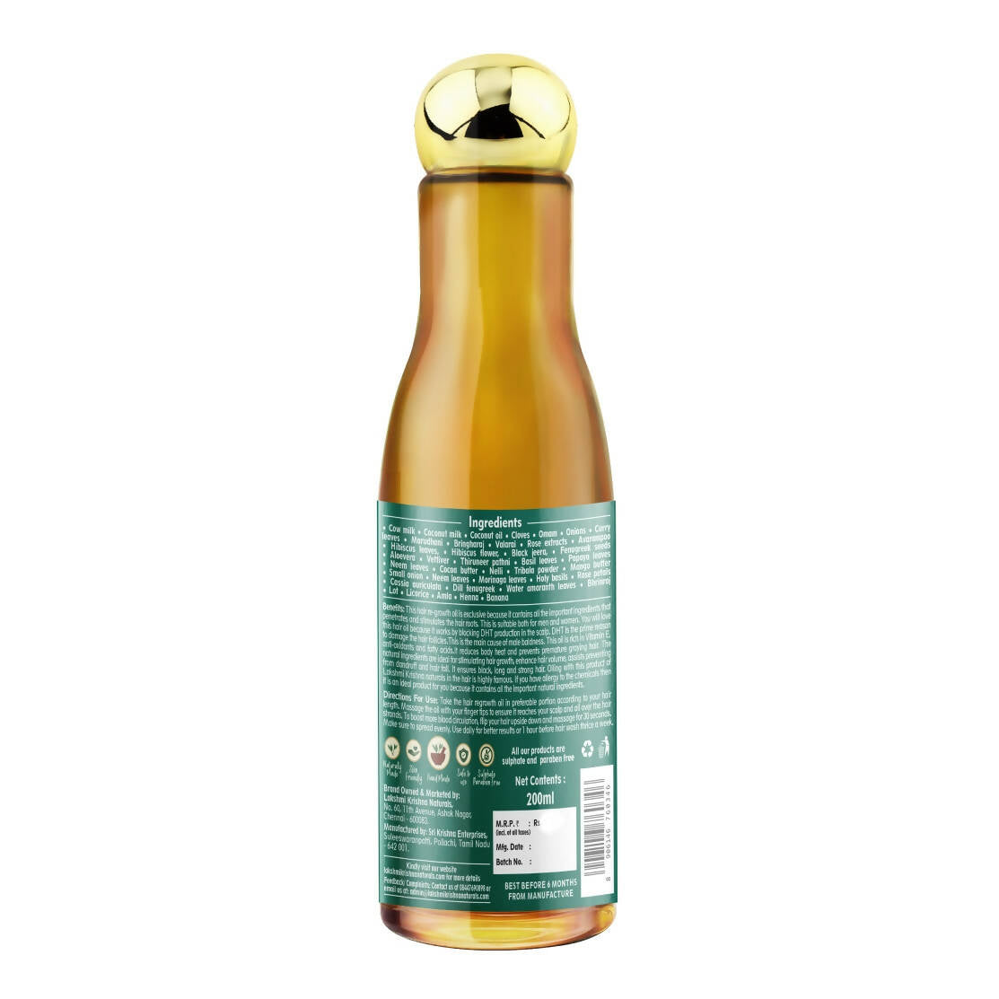 Lakshmi Krishna Naturals 32 Herbs Hair Oil for Hair Regrowth