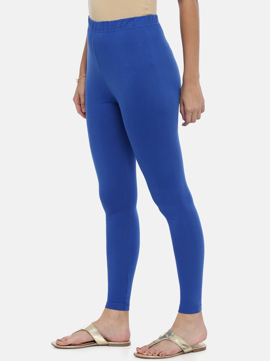 Souchii Navy Blue Solid Slim-Fit Ankle-Length Leggings