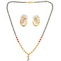 AanyaCentric Gold-Polished Short Mangalsutra Set with Earrings