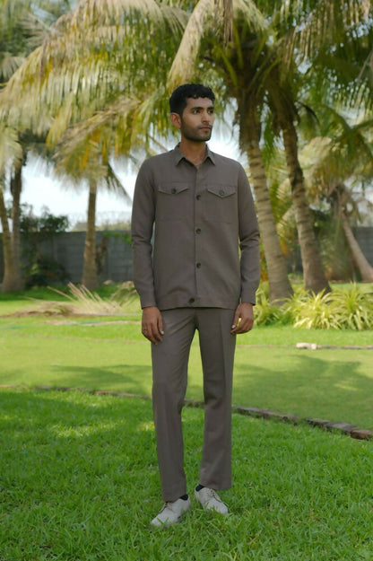 Azure Brown Shacket by Hilo Design