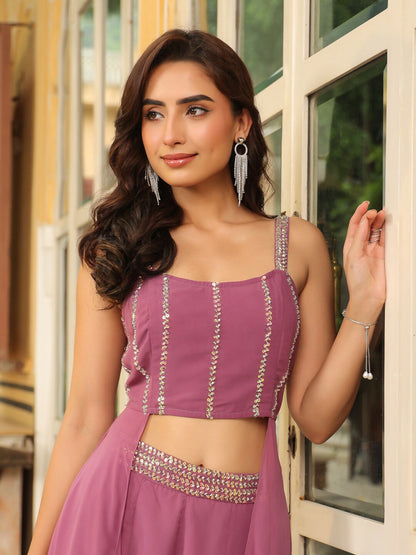 Janasya Lavender Georgette Embellished Co-Ords