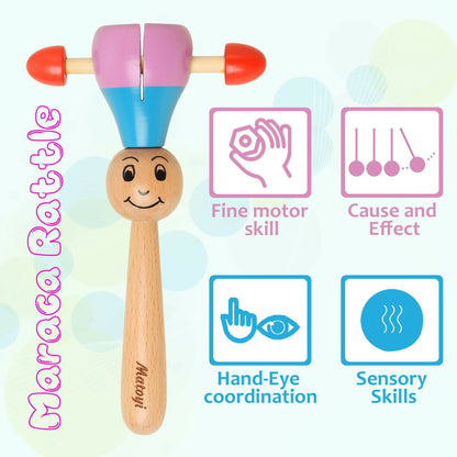 Matoyi Trapezium Rattle & Cat Stacker & Maraca Rattle For Kids