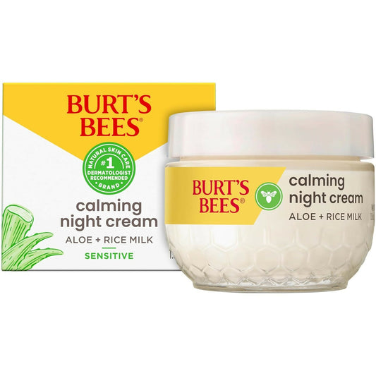 Burt's Bees Calming Night Cream with Aloe + Rice Milk for Sensitive Skin