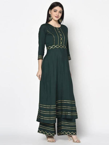 Aniyah Rayon Bottle Green Color Anarkali Kurta (AN-205K)
